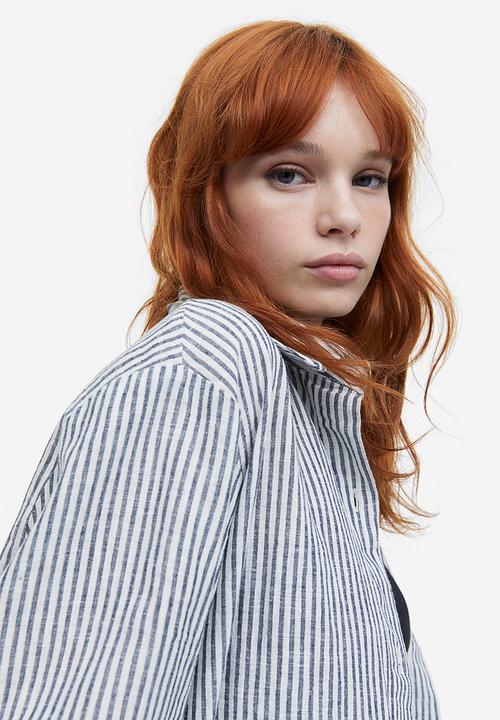 H&M - Linen-blend shirt - black & white striped
