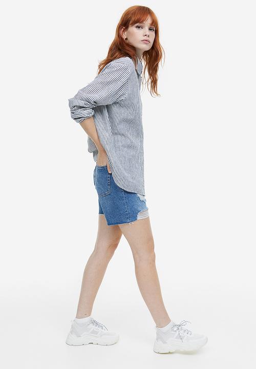 H&M - Linen-blend shirt - black & white striped