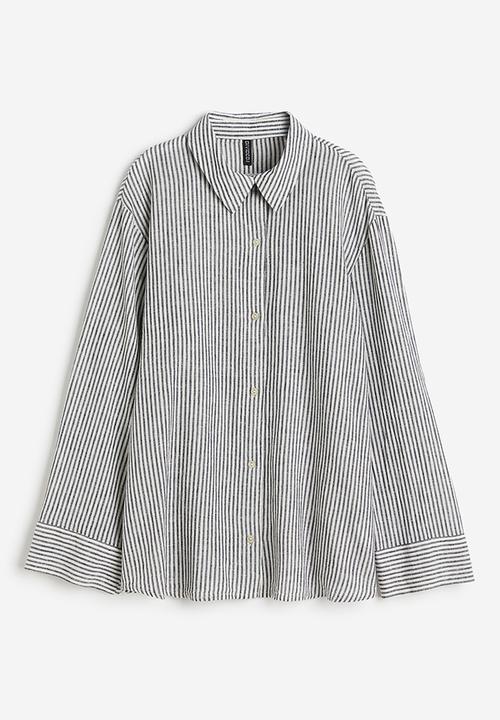 H&M - Linen-blend shirt - black & white striped