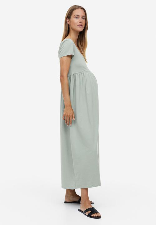 H&M - Mama square-neck jersey dress - light khaki green