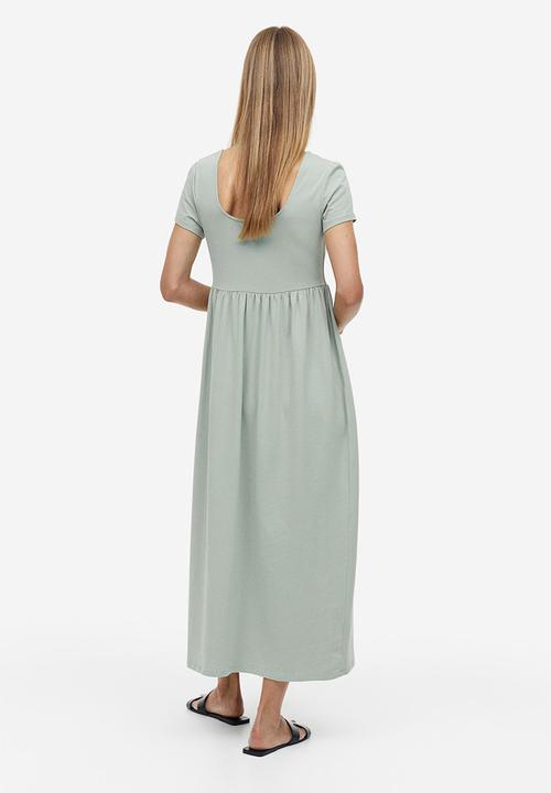 H&M - Mama square-neck jersey dress - light khaki green