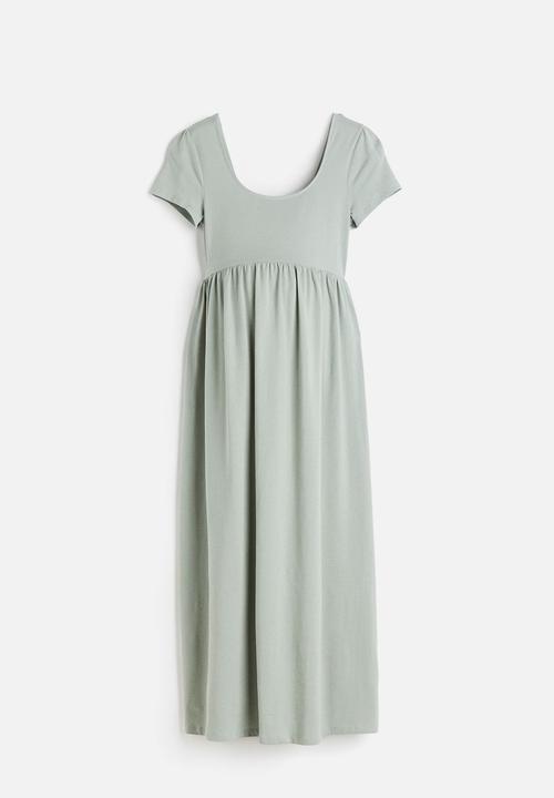 H&M - Mama square-neck jersey dress - light khaki green