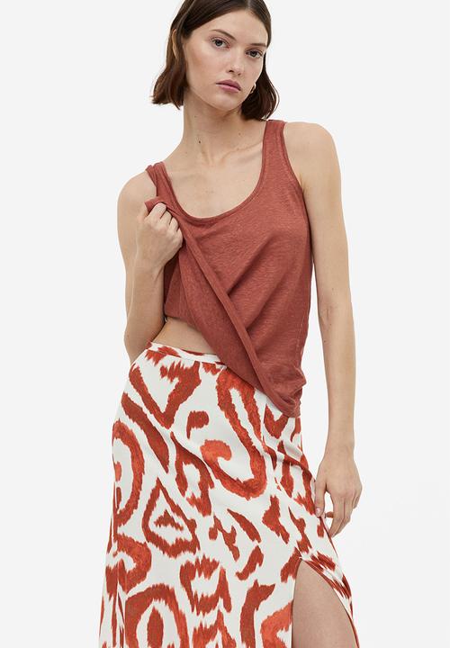 H&M - Crêpe skirt - cream brown patterned 