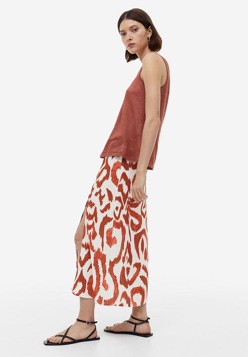 H&M - Crêpe skirt - cream brown patterned 