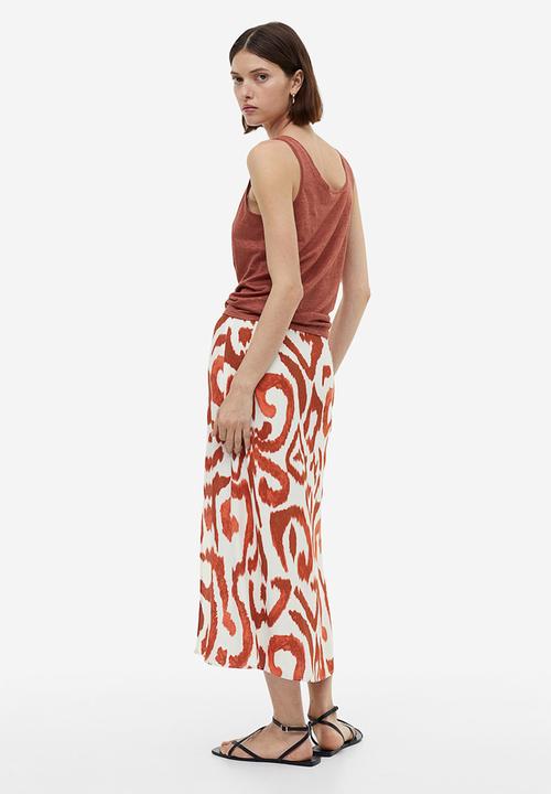 H&M - Crêpe skirt - cream brown patterned 