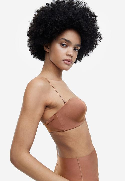 H&M - Microfibre non-wired push-up balconette bra - dark beige