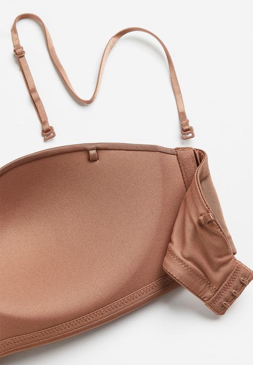 H&M - Microfibre non-wired push-up balconette bra - dark beige
