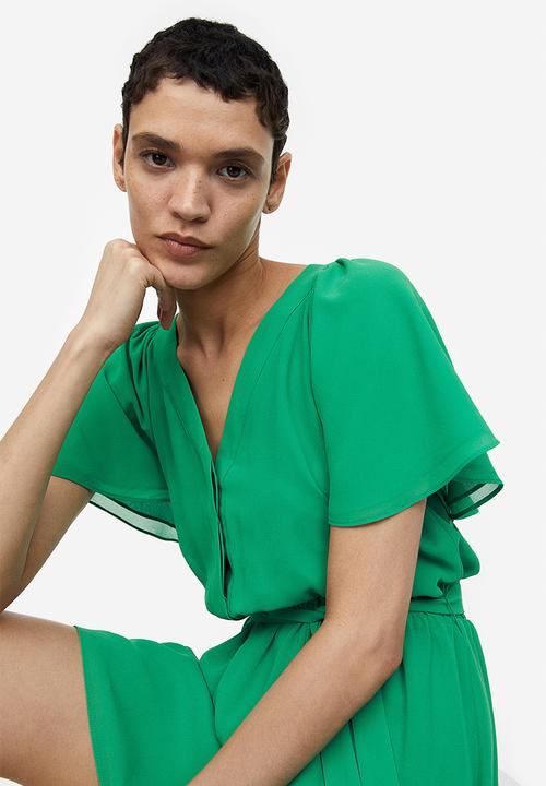 H&M - V-neck chiffon dress - green