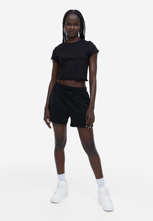H&M - Cropped T-shirt - black