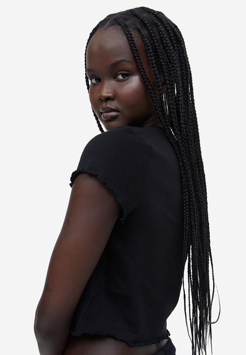 H&M - Cropped T-shirt - black