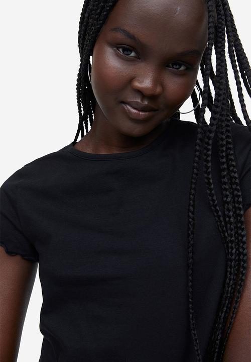 H&M - Cropped T-shirt - black