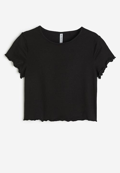 H&M - Cropped T-shirt - black