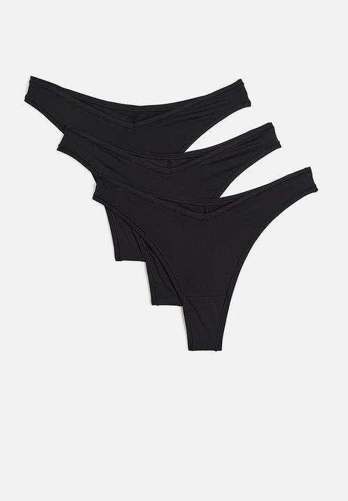H&M - 3-pack cotton brazilian briefs - black