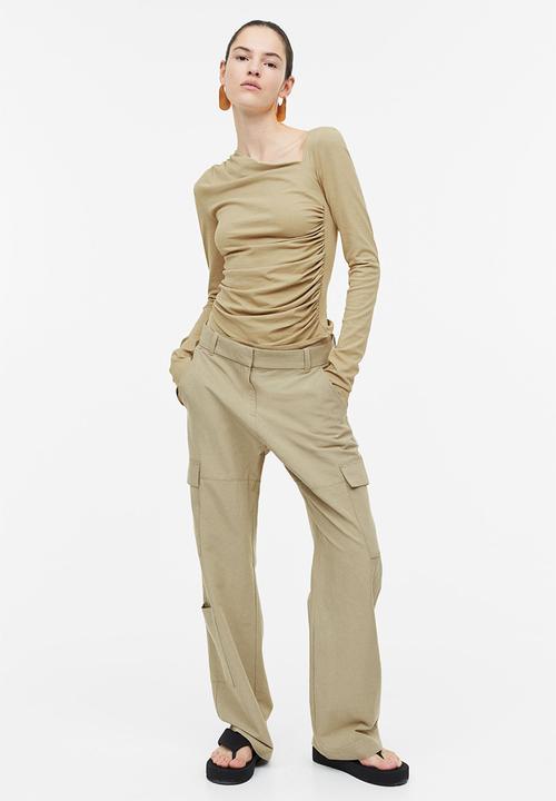 H&M - Linen-blend cargo trousers - beige