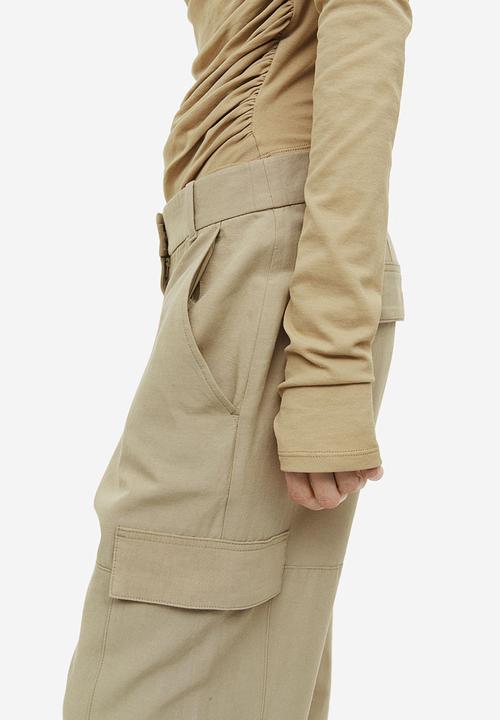 H&M - Linen-blend cargo trousers - beige