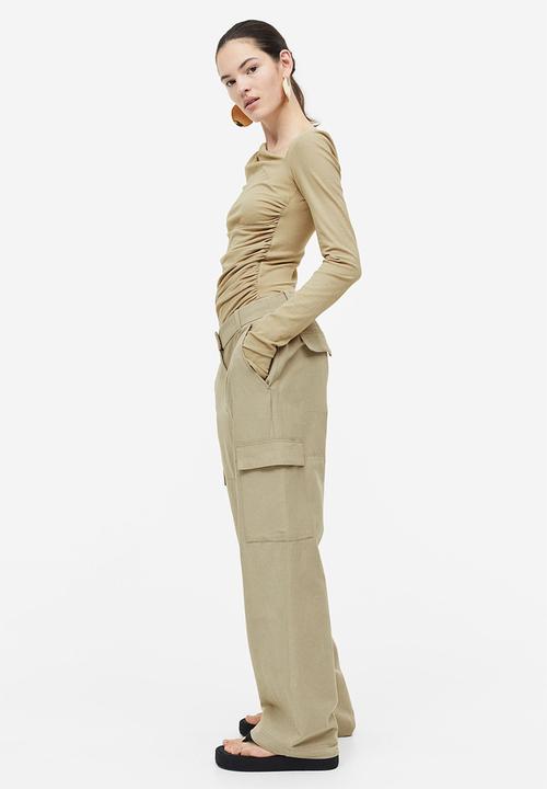 H&M - Linen-blend cargo trousers - beige