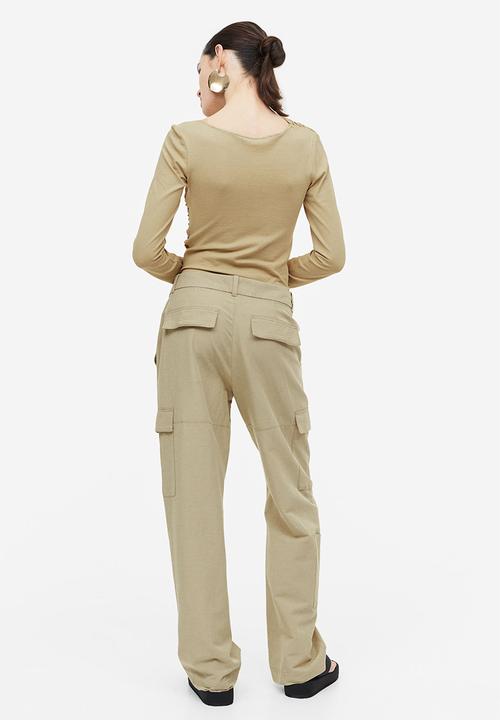 H&M - Linen-blend cargo trousers - beige