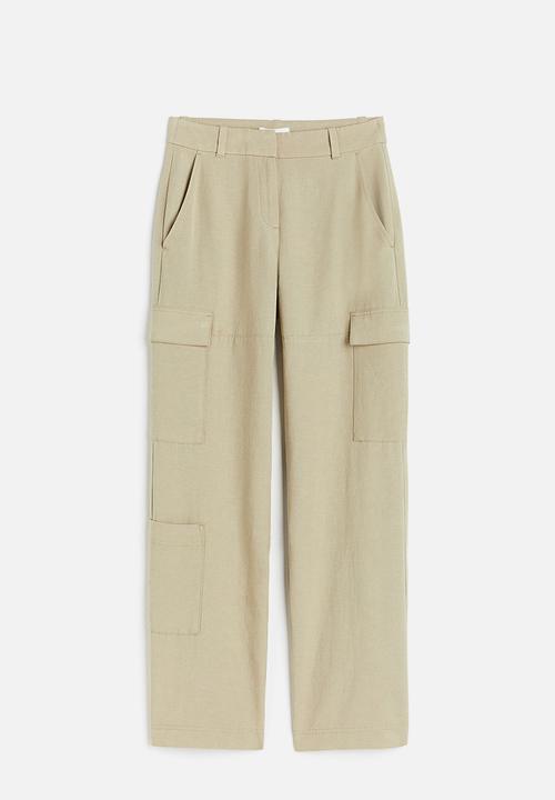 H&M - Linen-blend cargo trousers - beige