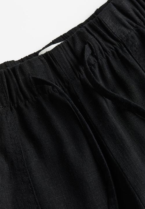 H&M - Linen-blend cargo trousers - black