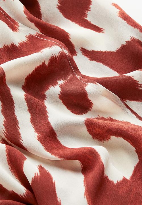 H&M - Long wrap dress - cream & brown patterned