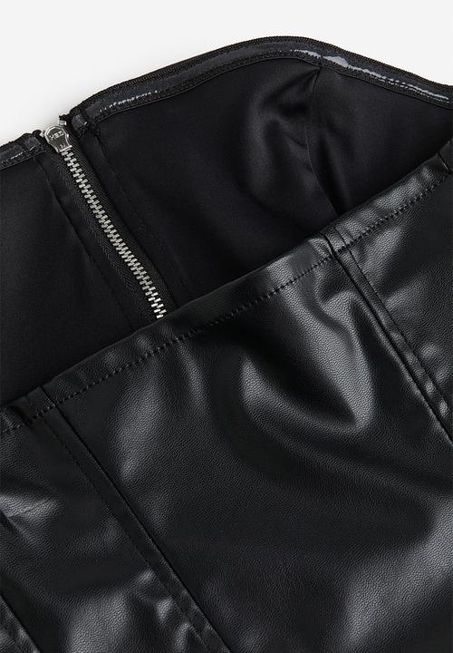 H&M - Coated corset top - black