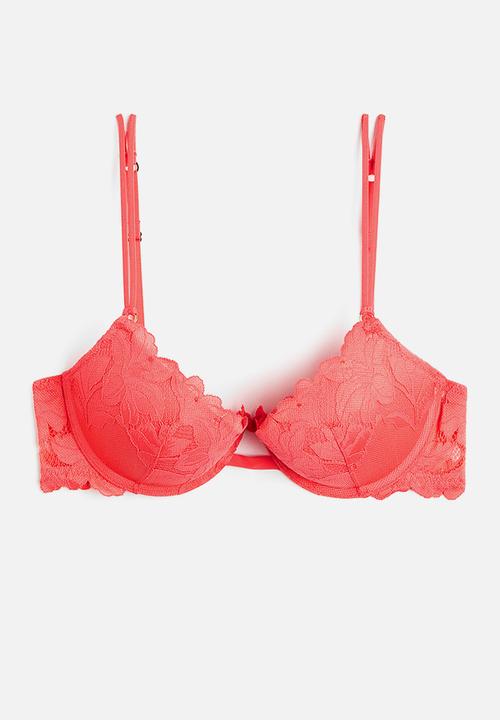 H&M - Lace push-up bra - coral