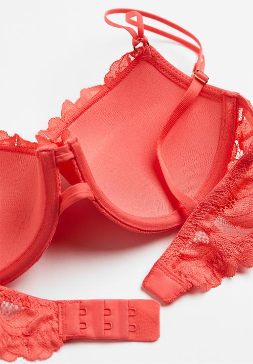 H&M - Lace push-up bra - coral