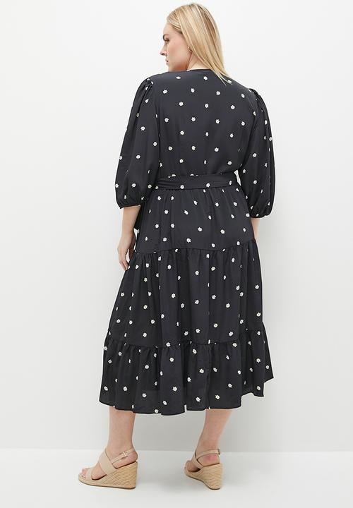 Glamorous - Plus daisy midi dress - black