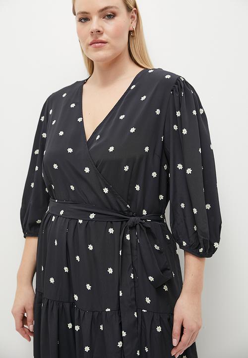 Glamorous - Plus daisy midi dress - black