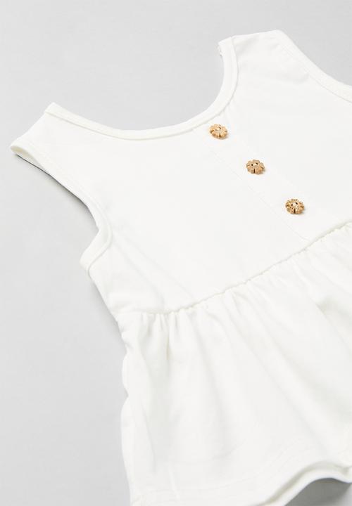 Pop Candy - Baby button down top - white