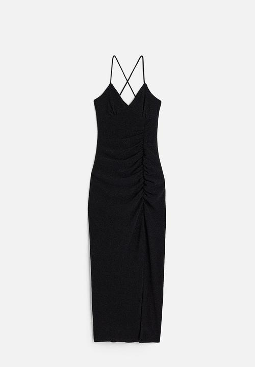 H&M - Glittery slip dress - black/glittery