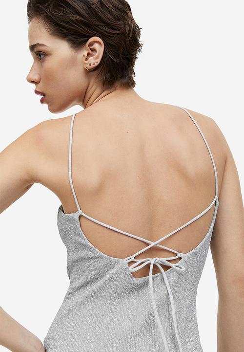 H&M - Glittery slip dress - silver-coloured glittery 