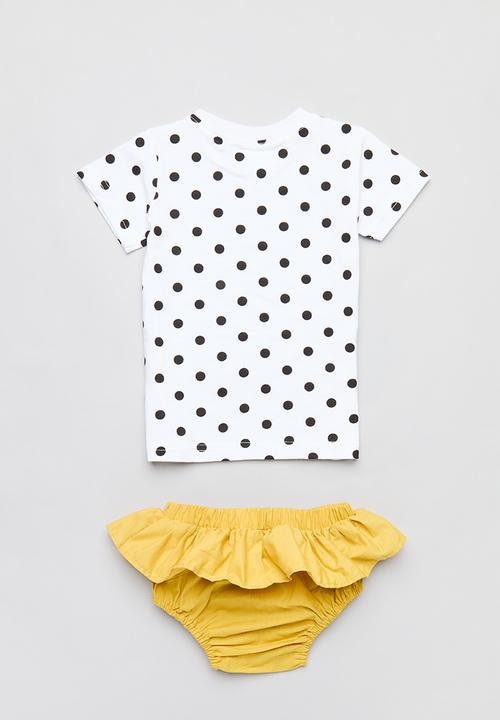 Pop Candy - Polka dot tee and short set - black & white