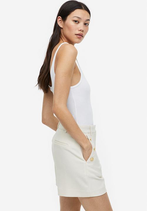 H&M - Button-detail shorts - cream