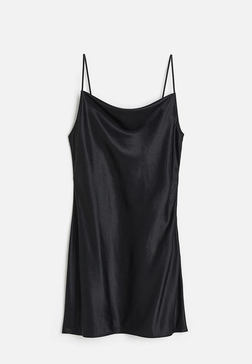 H&M - Tie-detail satin dress - black