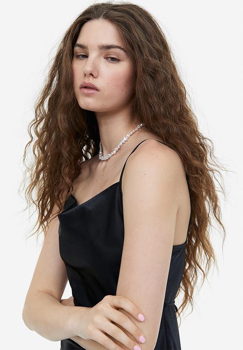 H&M - Tie-detail satin dress - black