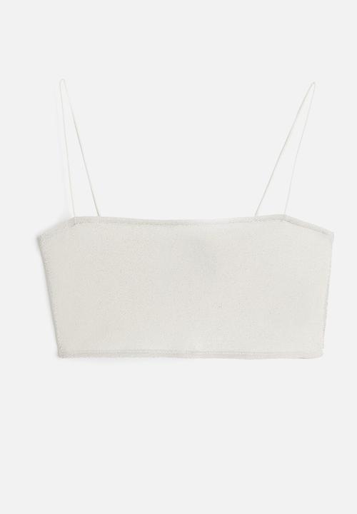 H&M - Crop top - cream glittery