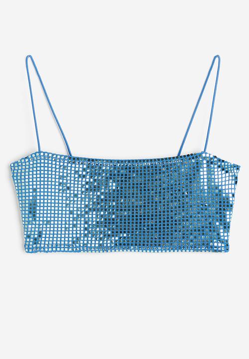 H&M - Crop top - blue sequined