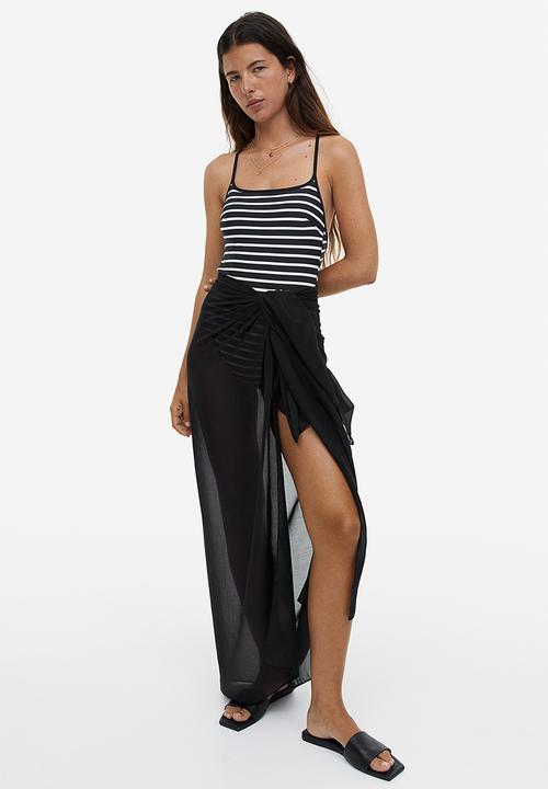 H&M - High leg swimsuit - black/striped