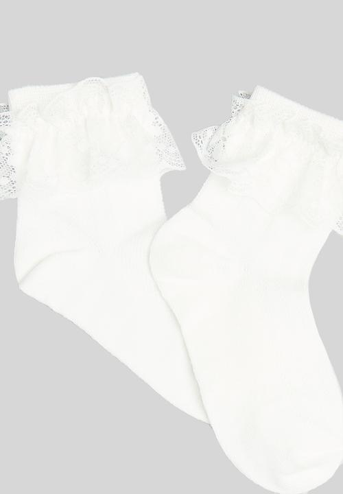 Pop Candy - Frilled socks - white