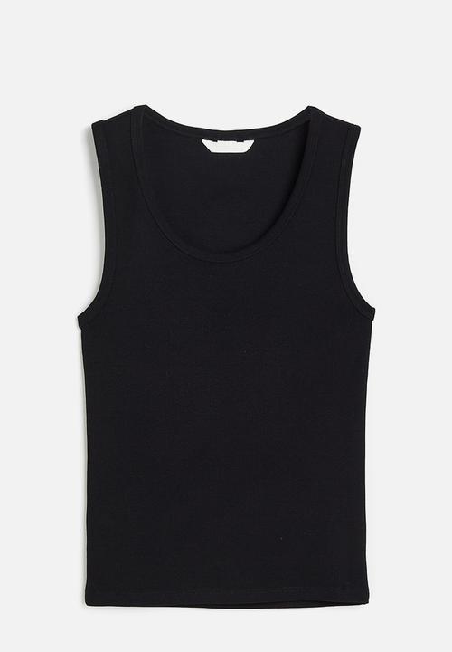 H&M - Ribbed vest top - black