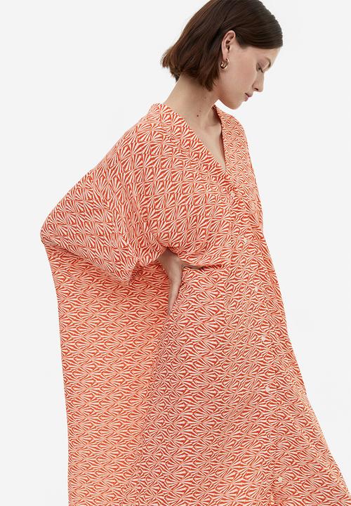 H&M - Oversized kaftan dress - orange/patterned