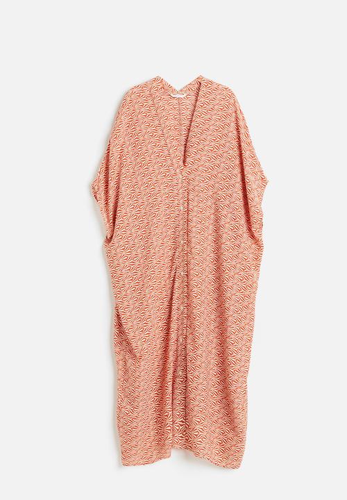 H&M - Oversized kaftan dress - orange/patterned