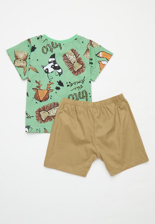 Pop Candy - Printed top and short set - green