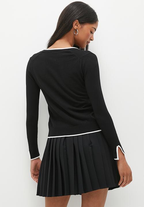 dailyfriday - Contrast cardigan - black & ecru
