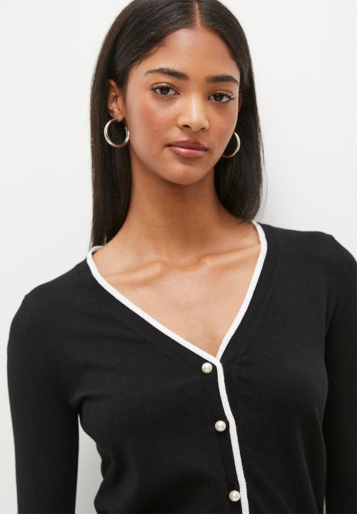 dailyfriday - Contrast cardigan - black & ecru