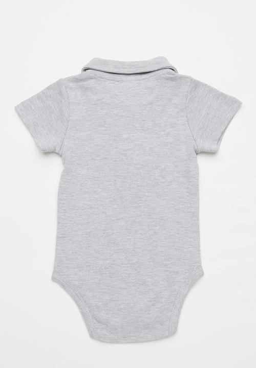 Pop Candy - Baby boy collared romper - grey