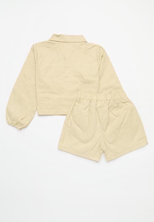 Pop Candy - Crop shacket & skirt set - beige