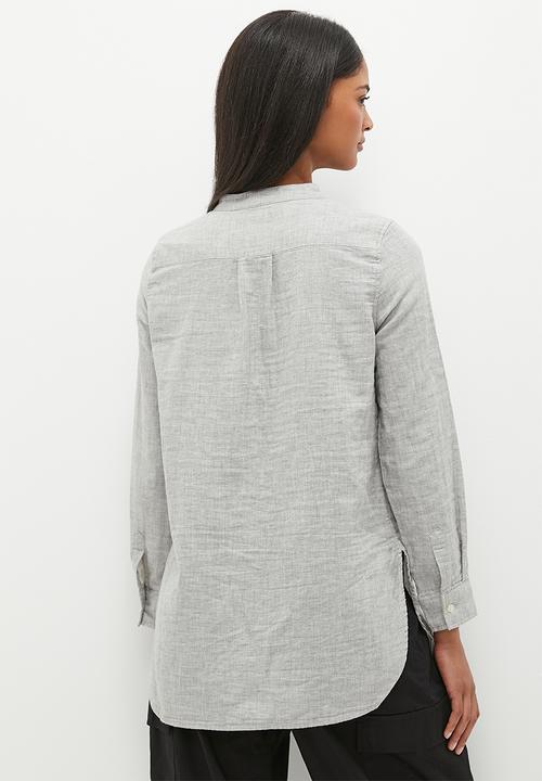 dailyfriday - Cotton mandarin collar shirt - grey