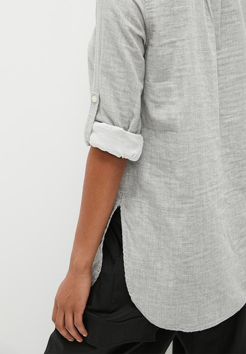 dailyfriday - Cotton mandarin collar shirt - grey